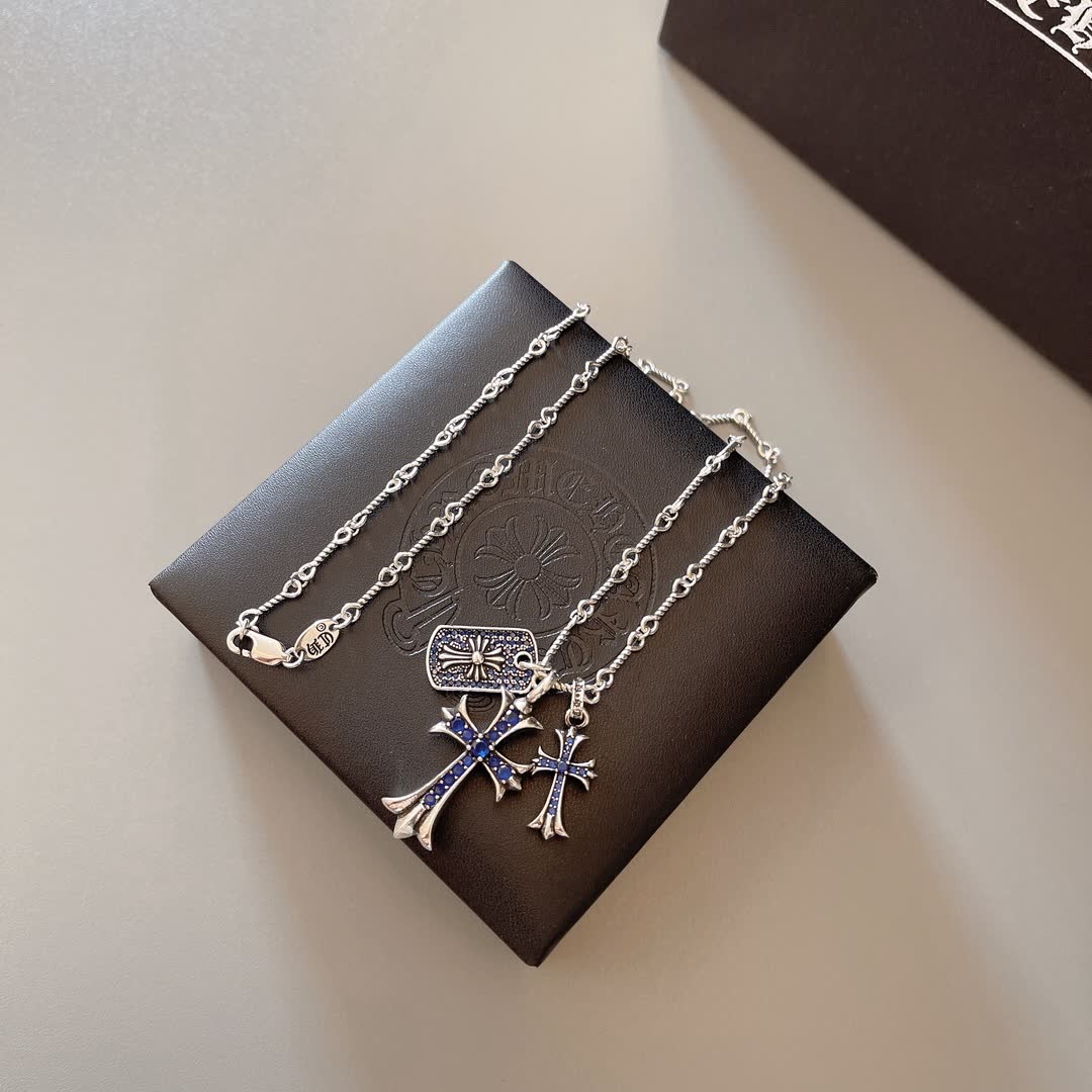 Chrome Hearts Chromecarts Silver Cross Pendant Necklace